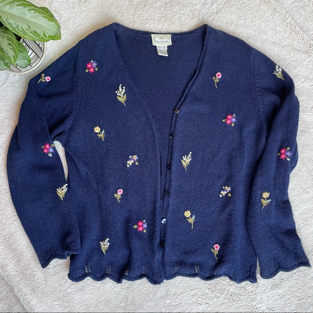 🎁FREE GIFT! Vintage Susan Bristol Sweater Navy/Floral
